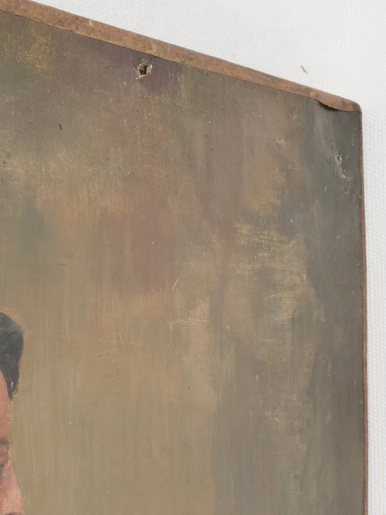 1920s Oil Painting of a Working Man with Newspaper 25½" x 17¼"