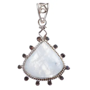 925 Sterling Silver Natural Gemstones Moonstone Pendant FJSVP2062