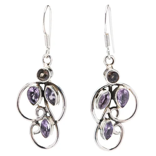 925 Sterling Silver Natural Gemstones Topaz Dangle Earrings FJSVE2113