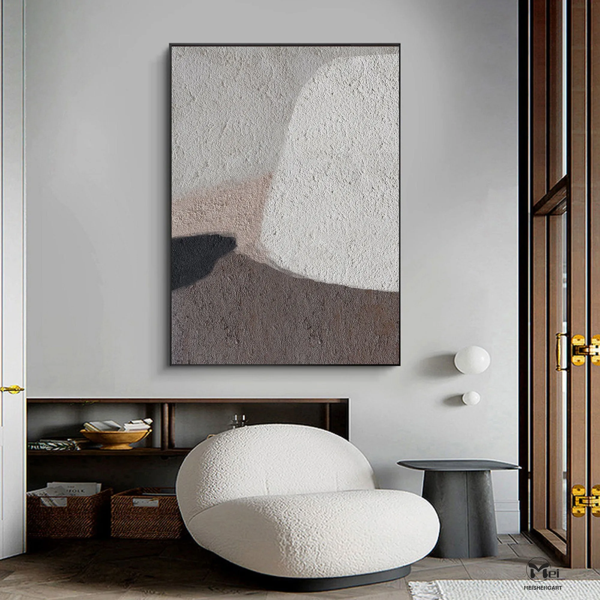 Beige Brown Abstract Painting On Canvas Living Room Art Ap109