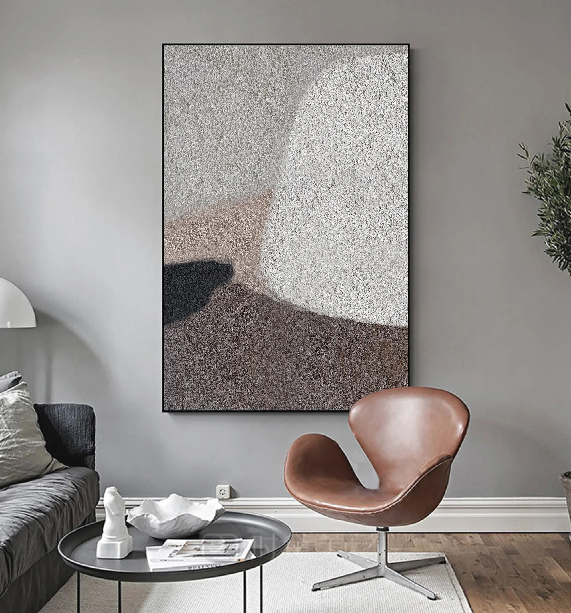 Beige Brown Abstract Painting On Canvas Living Room Art Ap109