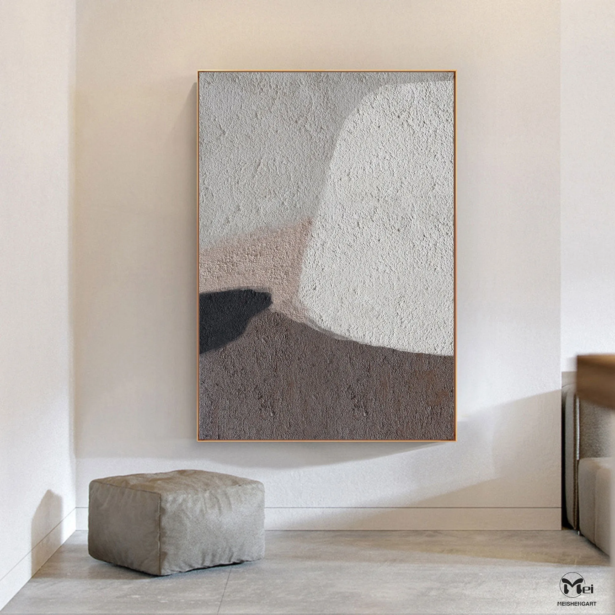 Beige Brown Abstract Painting On Canvas Living Room Art Ap109