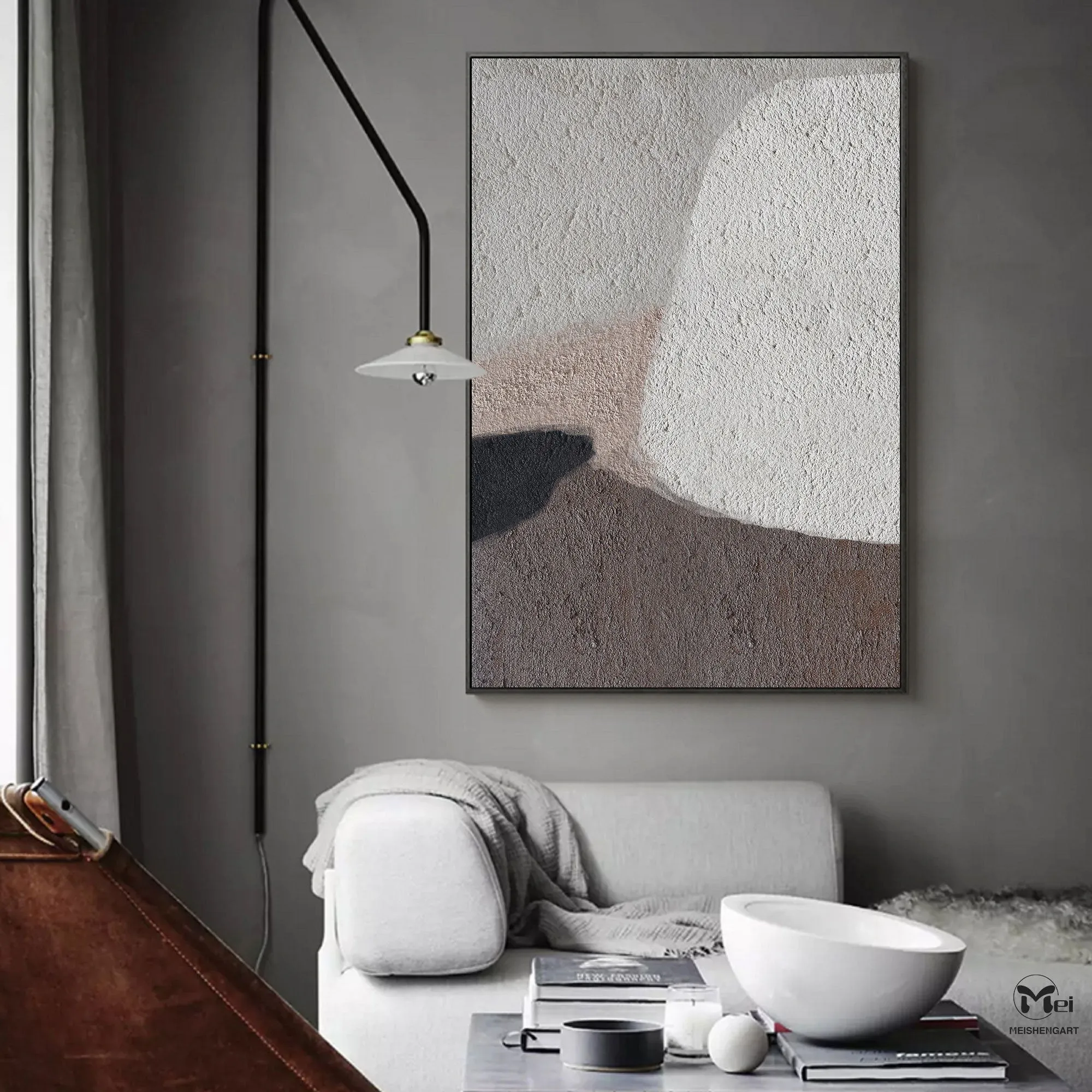 Beige Brown Abstract Painting On Canvas Living Room Art Ap109
