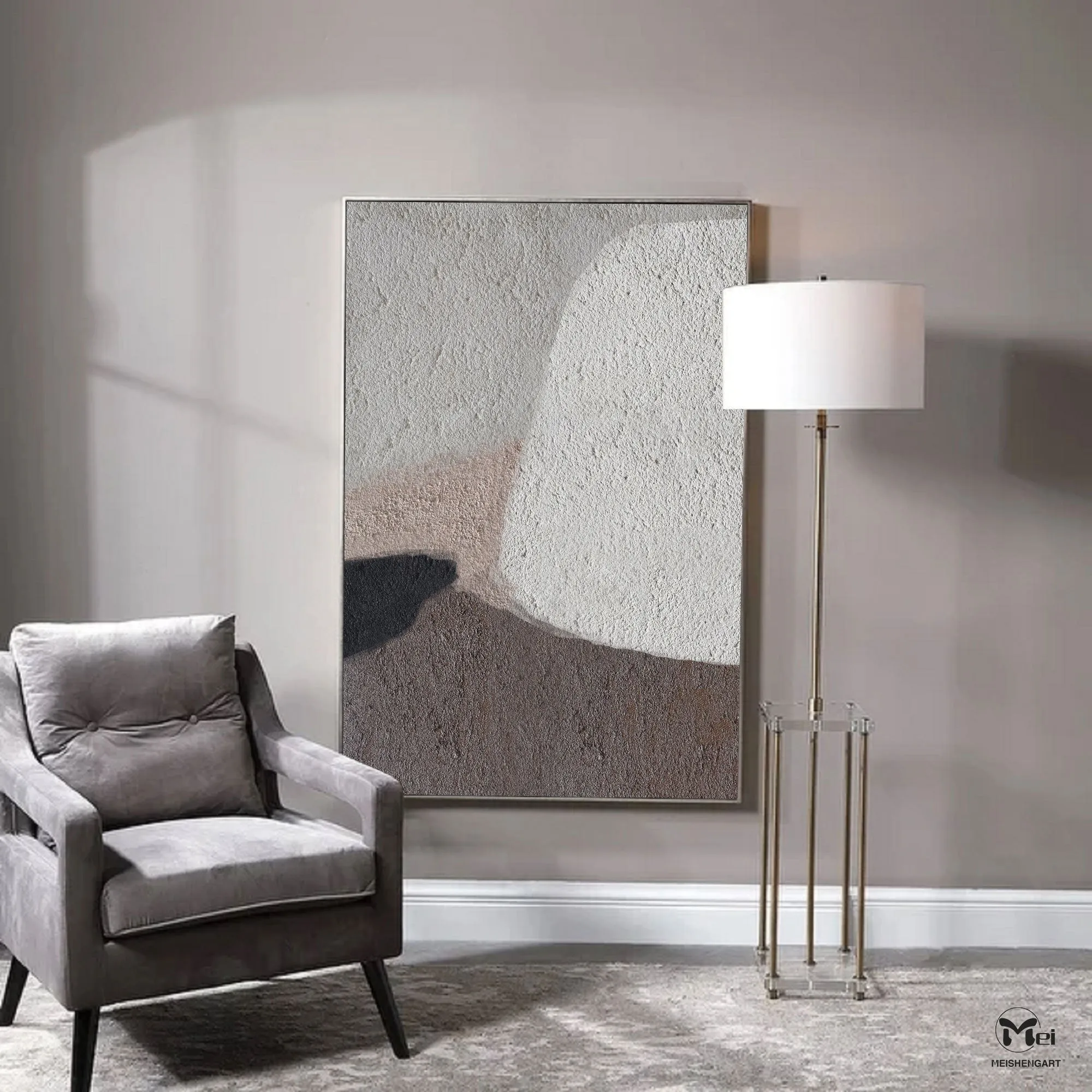 Beige Brown Abstract Painting On Canvas Living Room Art Ap109