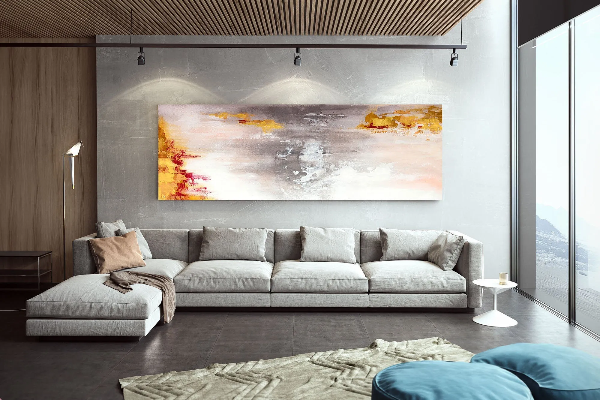 Beige Yellow White Abstract Painting Coloful Paintings Modern Art Kp123