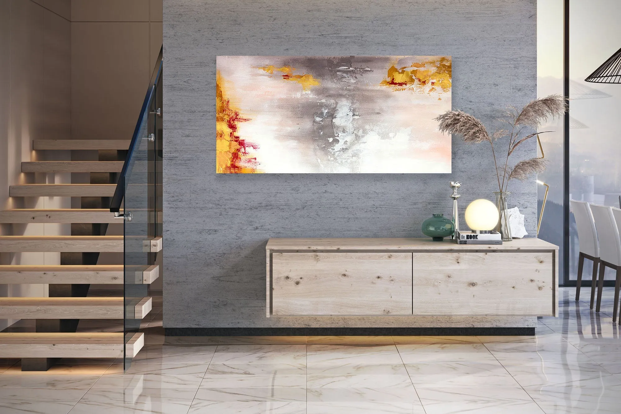 Beige Yellow White Abstract Painting Coloful Paintings Modern Art Kp123