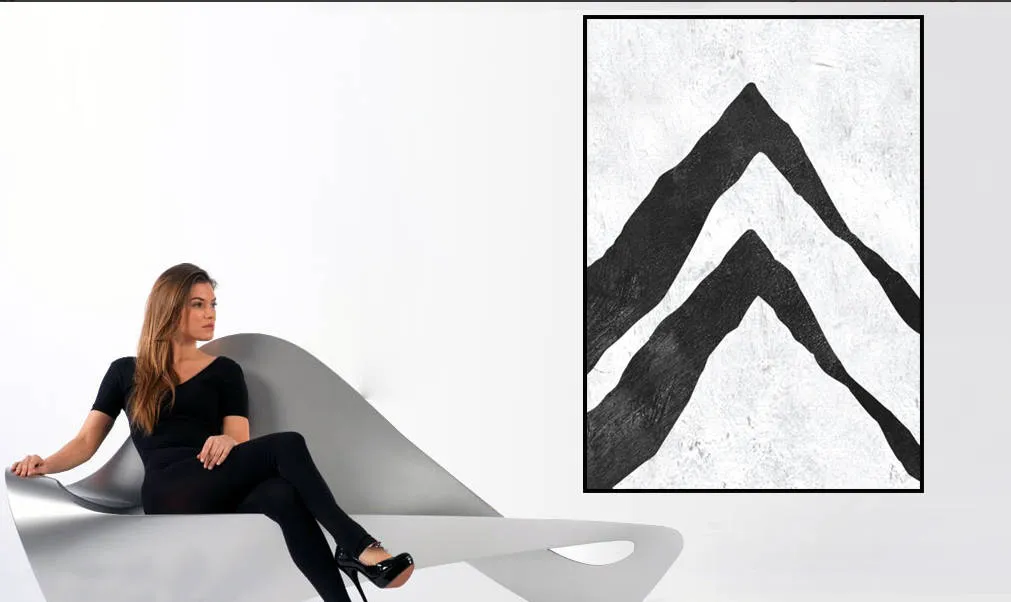 Black and White Abstract Art Minimalist Painting on Canvas Living Room Fp021