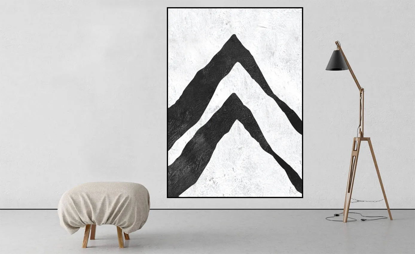 Black and White Abstract Art Minimalist Painting on Canvas Living Room Fp021