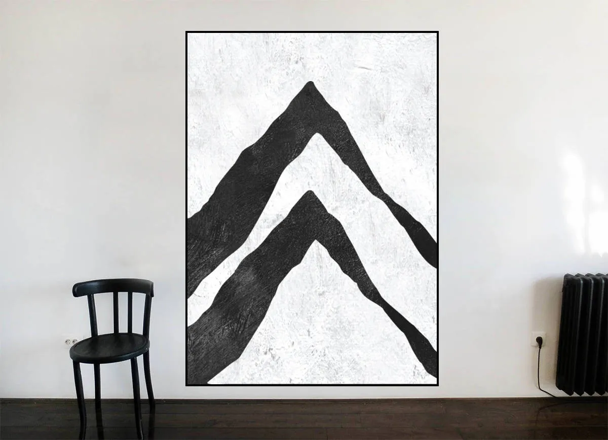 Black and White Abstract Art Minimalist Painting on Canvas Living Room Fp021