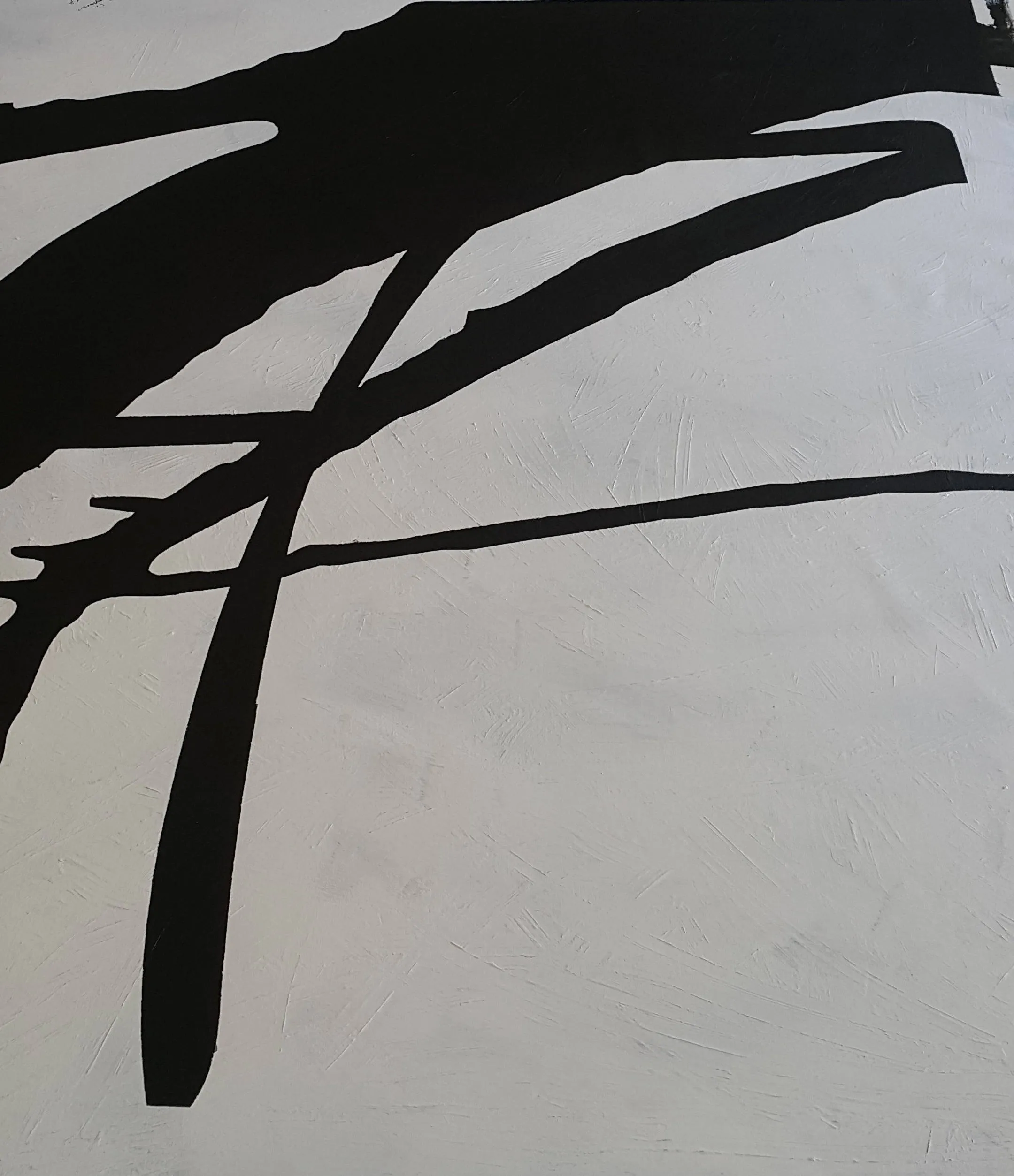 Black and White Abstract Art Minimalist Painting on Canvas Living Room Fp021