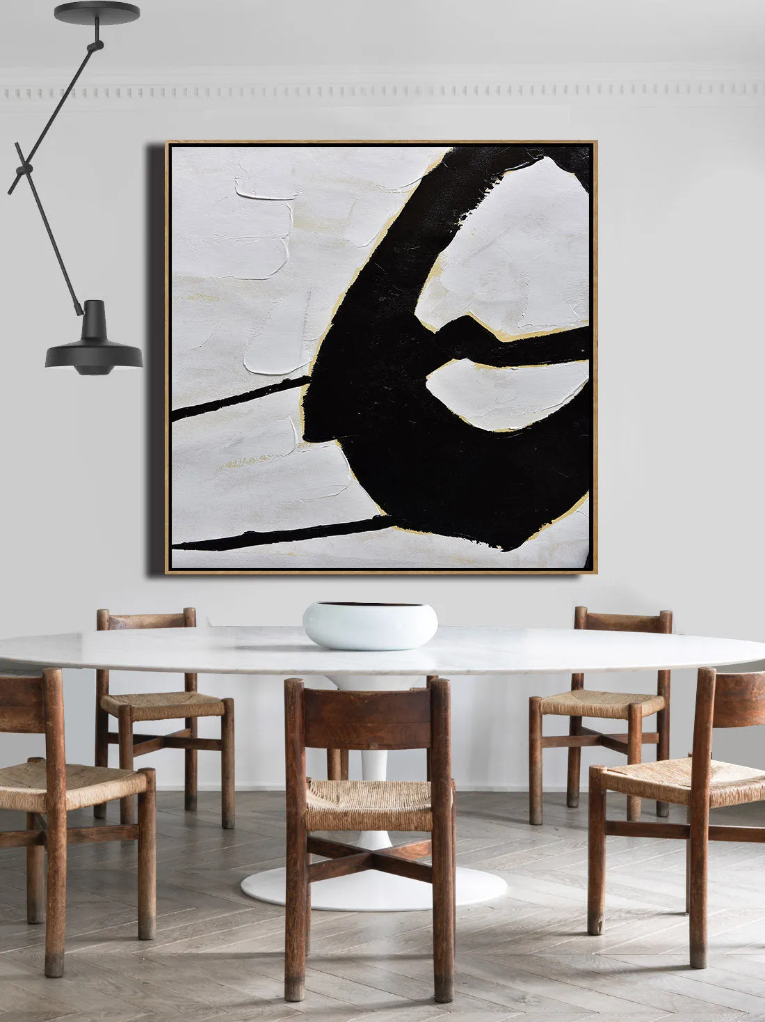 Black and White Abstract Painting Minimalist Art Modern Wall Art Decor Yp108