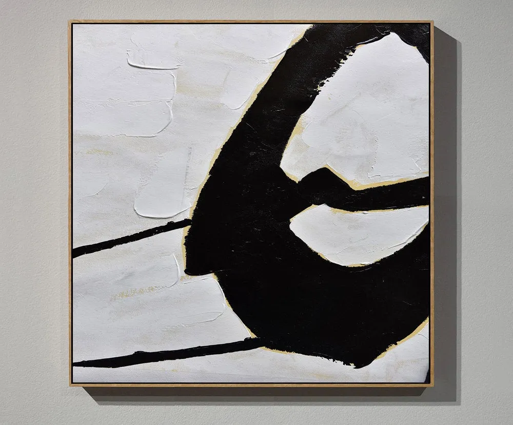 Black and White Abstract Painting Minimalist Art Modern Wall Art Decor Yp108