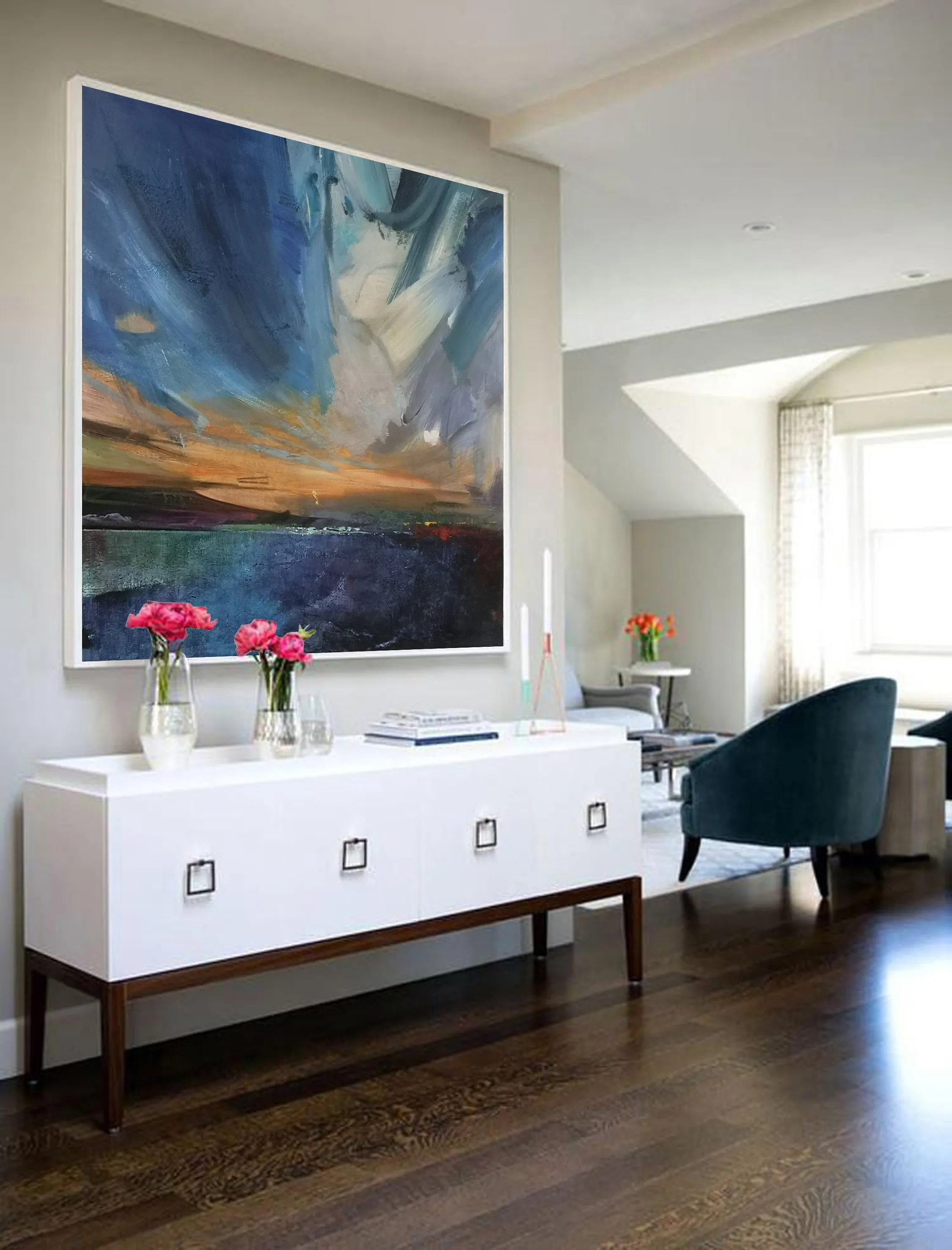 Blue Painting Landscape Abstract Painting Sky Abstract Painting Bp105
