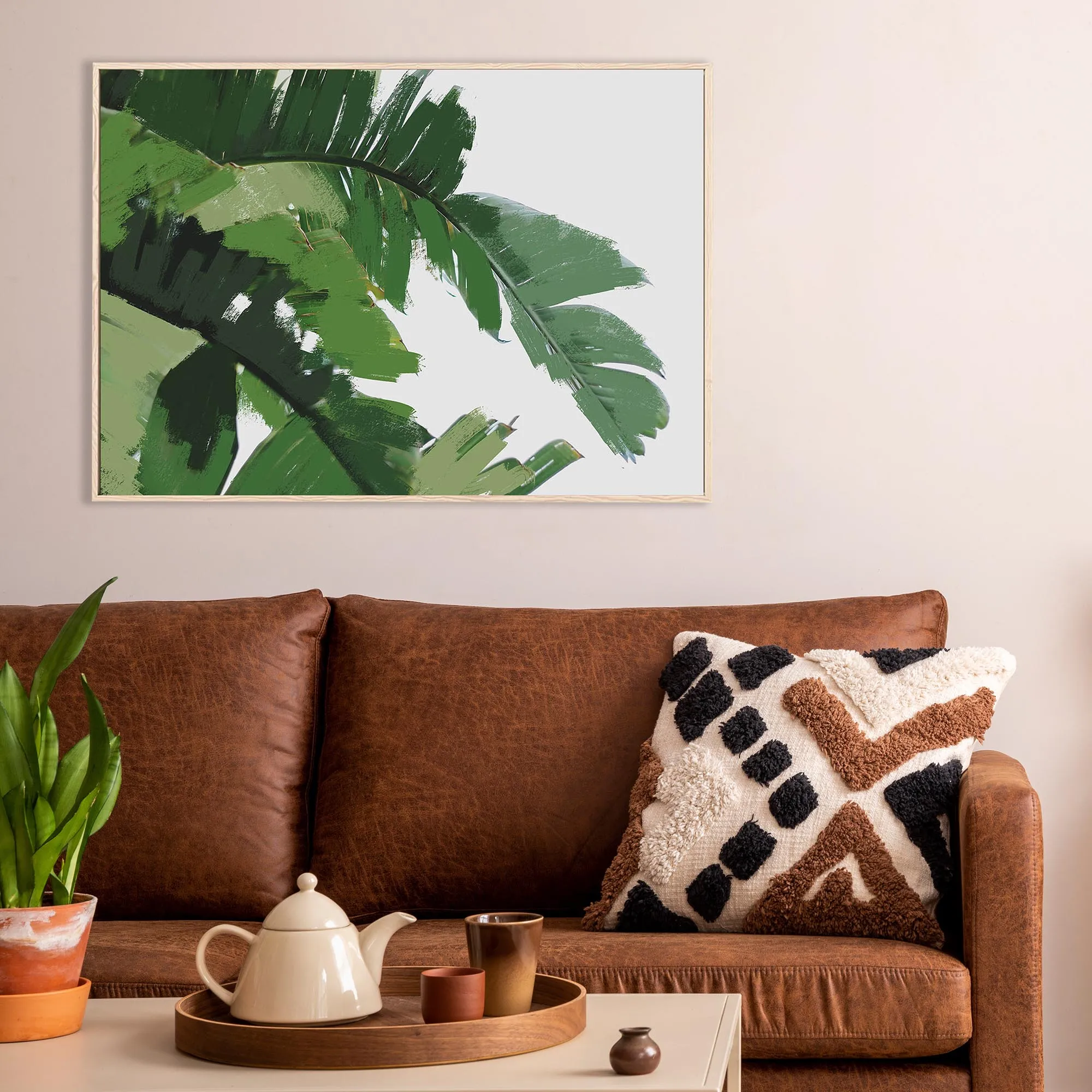 Botanical Palm Leaves Framed Canvas