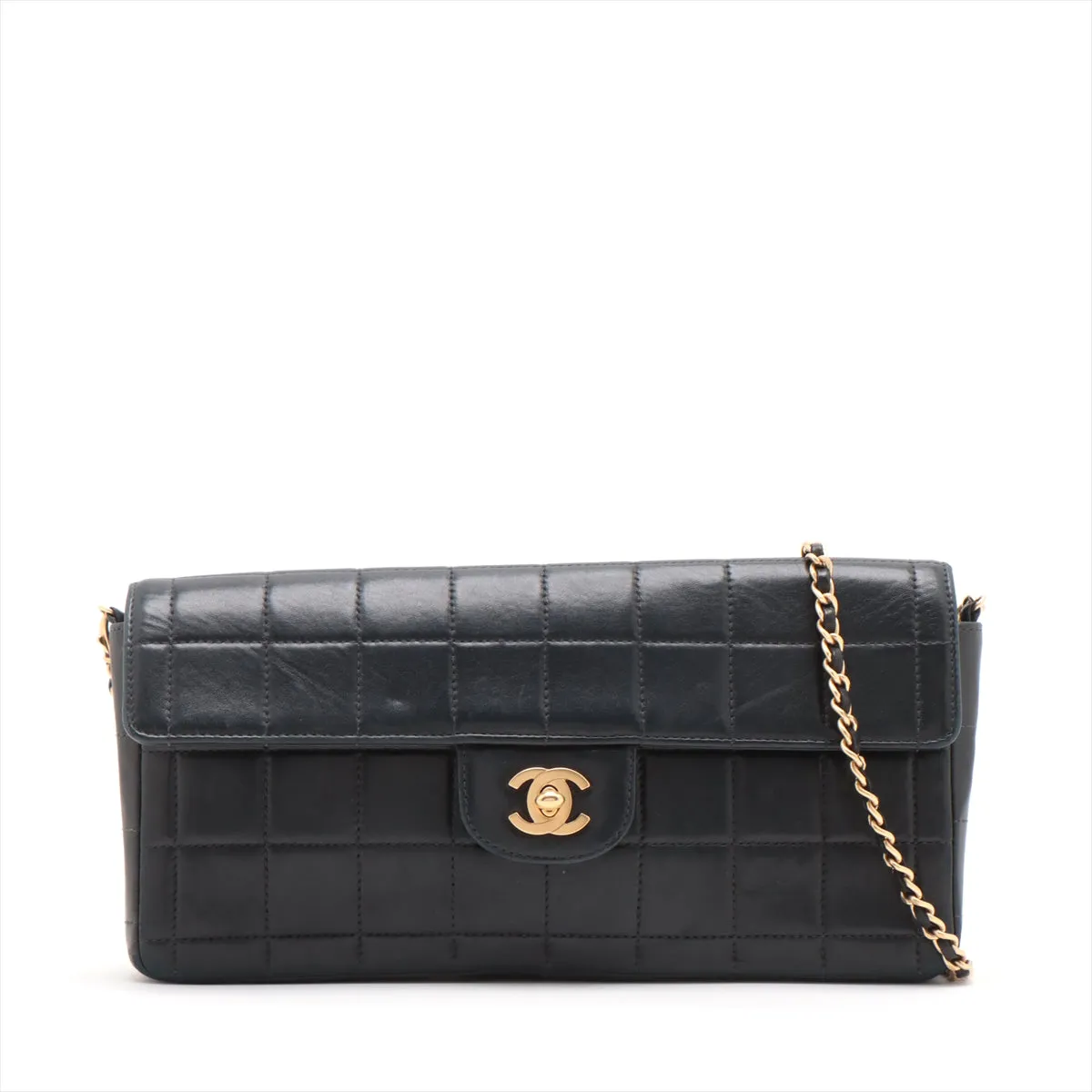 Chanel Chocolate Bar in Chain Shoulder Bag Black Gold  6th