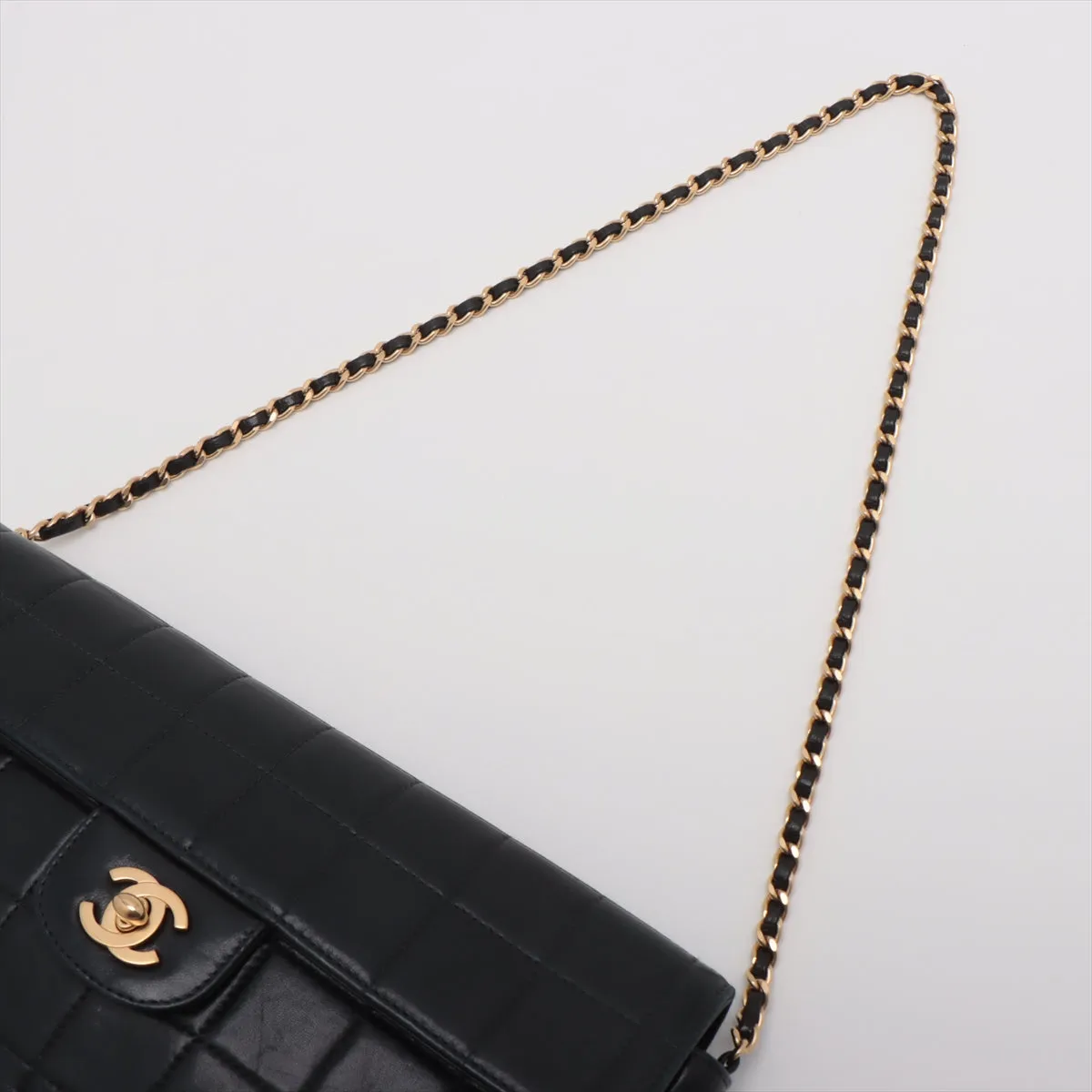 Chanel Chocolate Bar in Chain Shoulder Bag Black Gold  6th