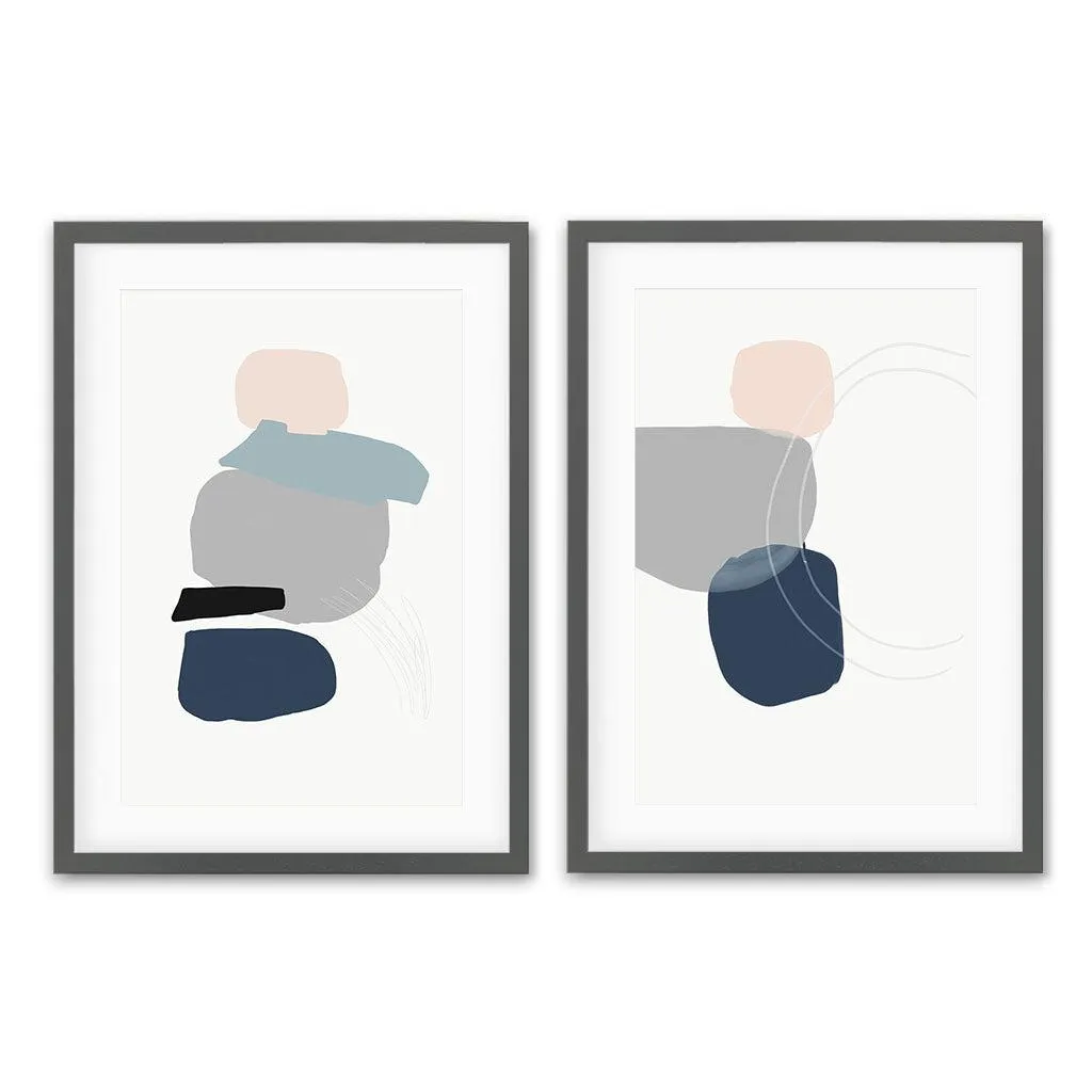 Classic Blue Shapes - Print Set Of 2