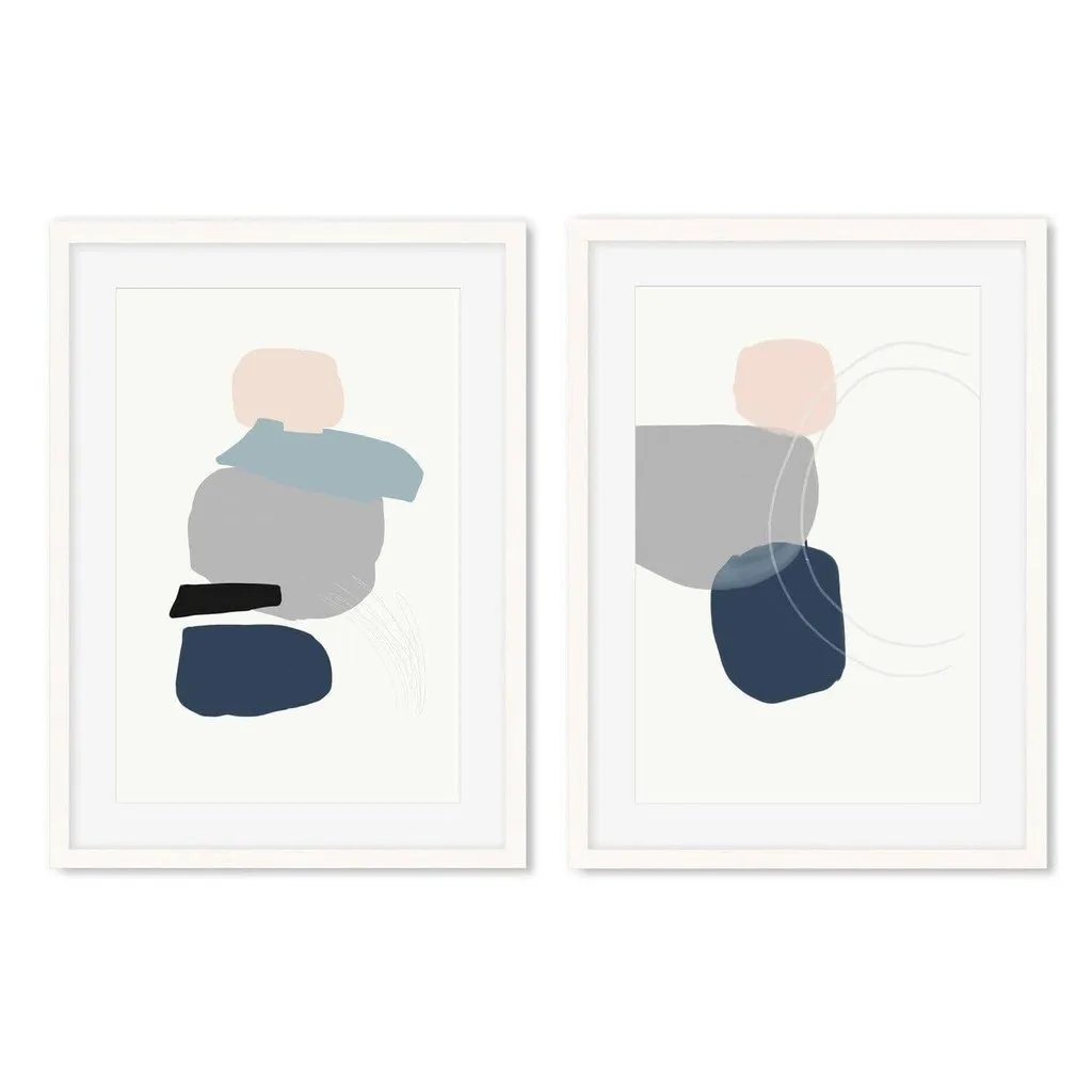 Classic Blue Shapes - Print Set Of 2