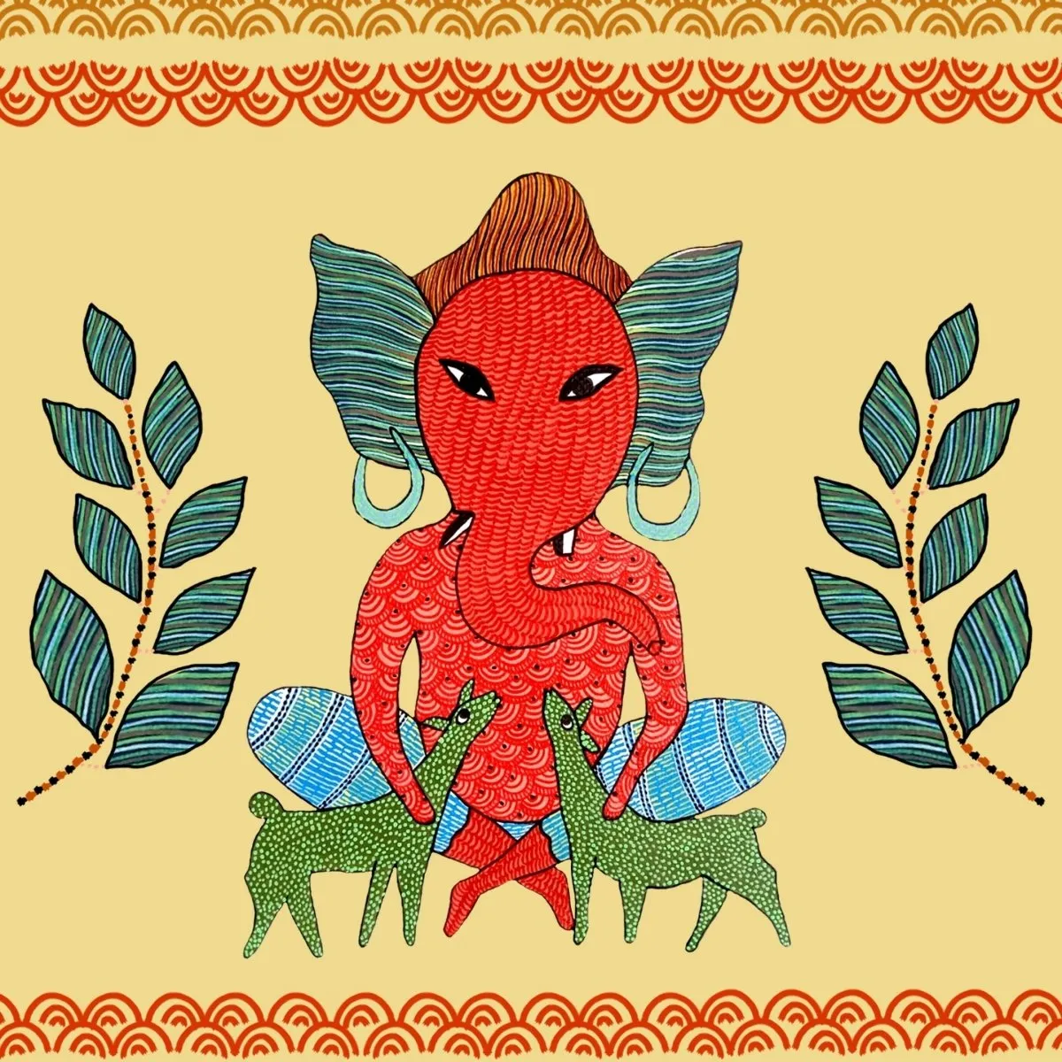 Gond Art Of Forest Ganesha