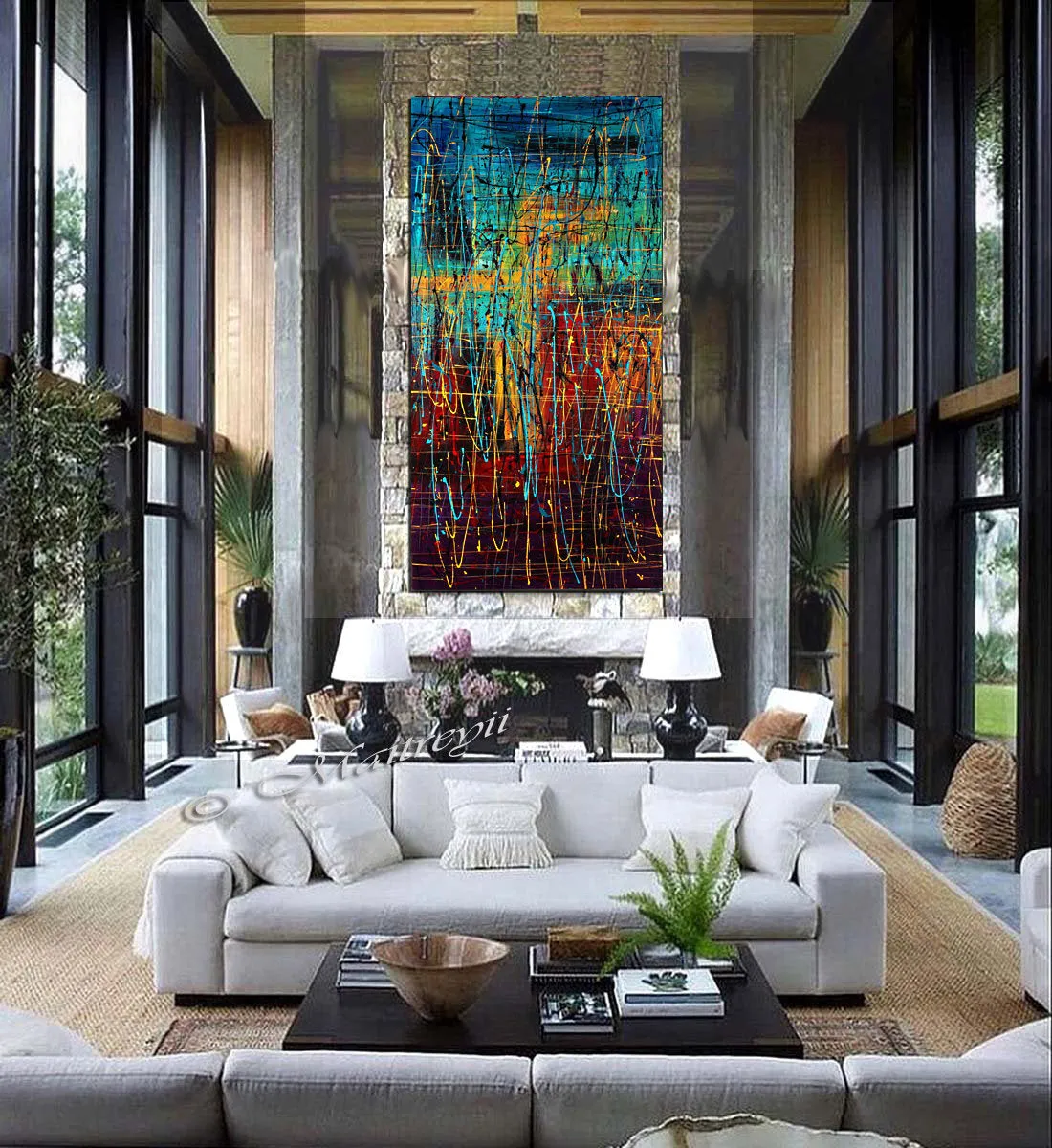 Jackson Pollock Style Abstract art large Wall Art - Luxury Feelings