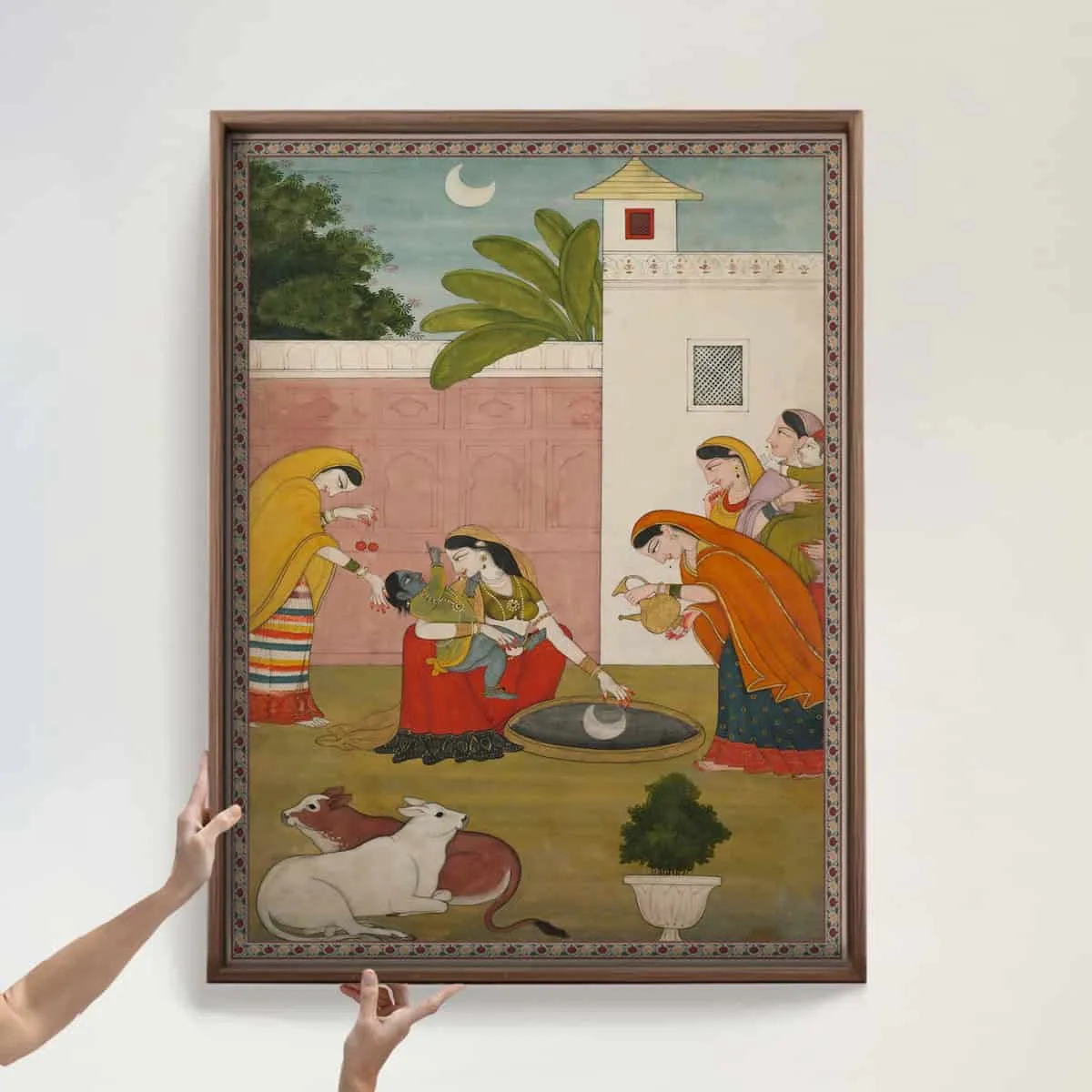Kanha Vintage Indian Painting Frameless Wall Art Digital Print Poster 36 x 48 inches