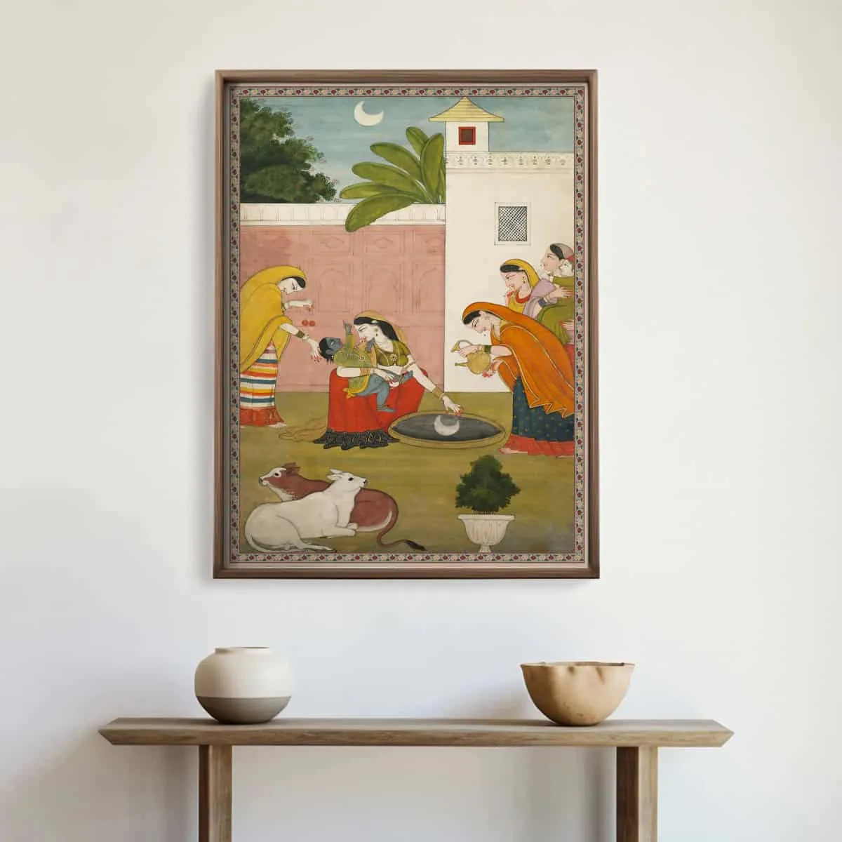 Kanha Vintage Indian Painting Frameless Wall Art Digital Print Poster 36 x 48 inches
