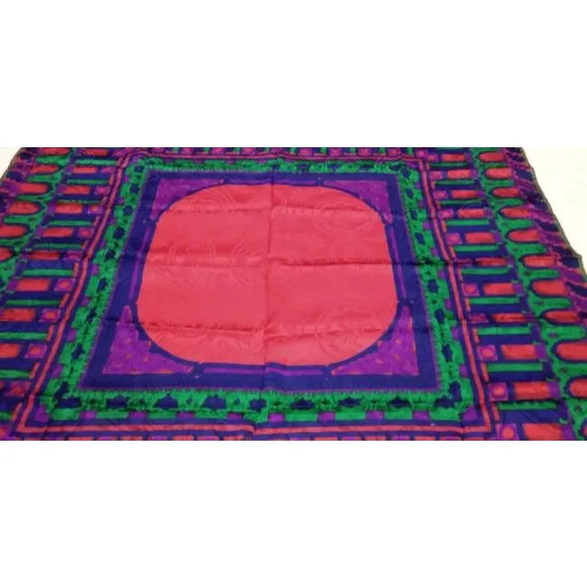 Lanvin Blue Purple Green Pink Print Abstract Silk Scarf