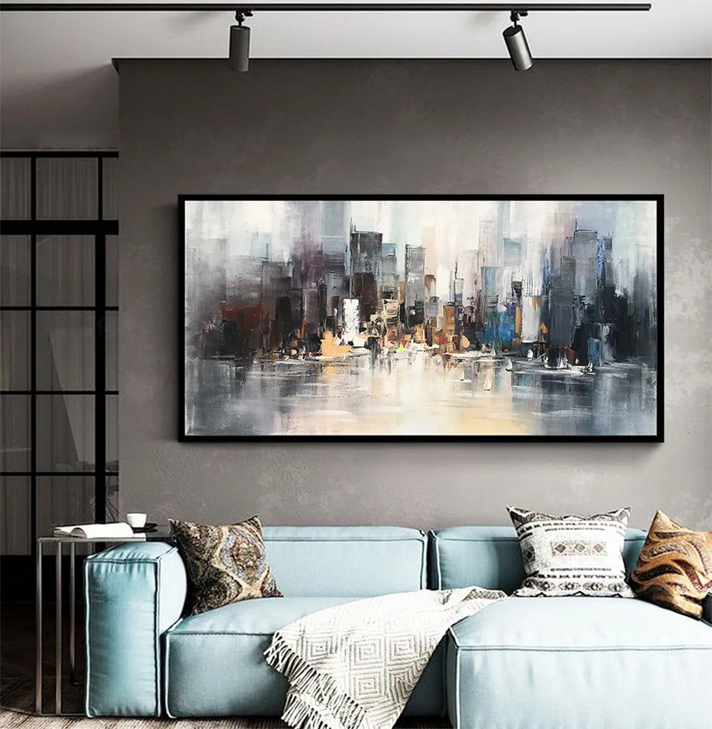 Large City Abstract Painting Art New York Painting Cityscape Cp016