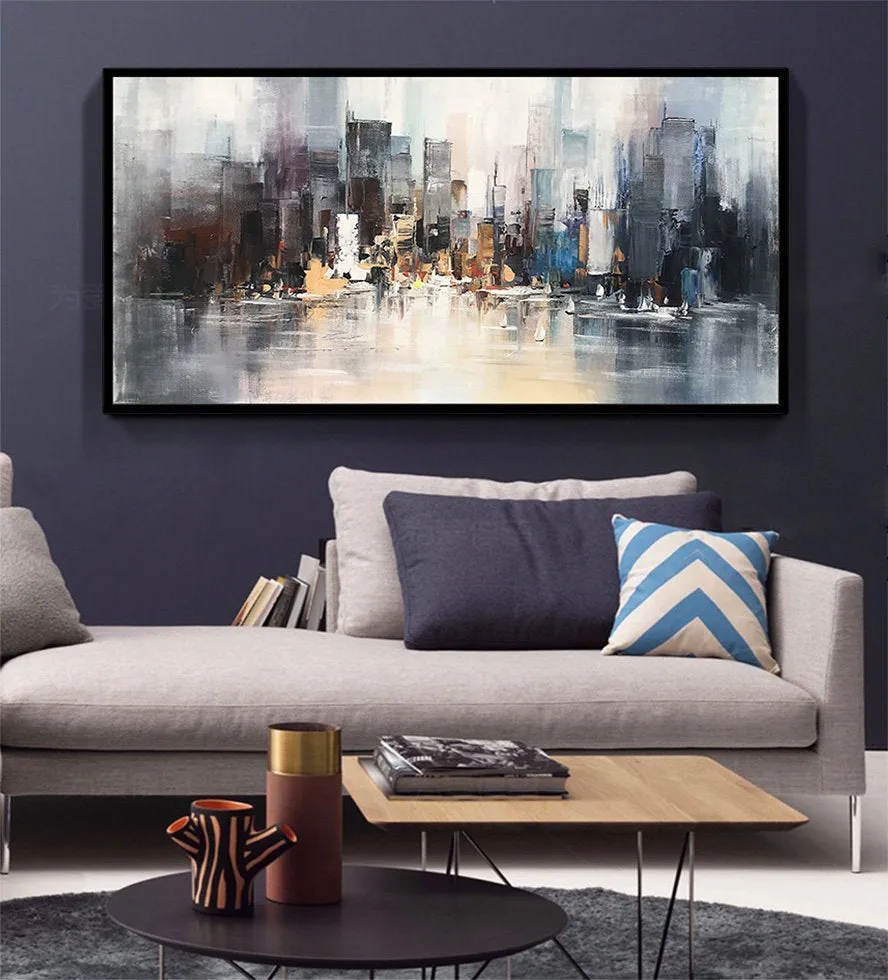 Large City Abstract Painting Art New York Painting Cityscape Cp016