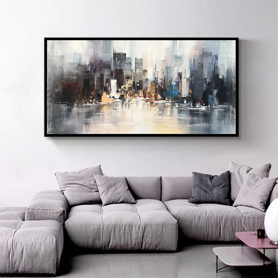 Large City Abstract Painting Art New York Painting Cityscape Cp016