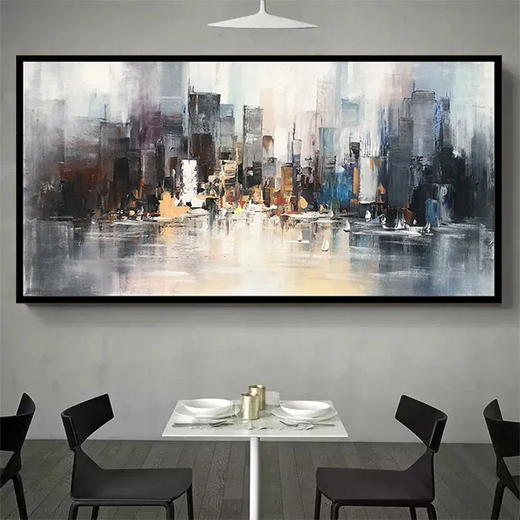 Large City Abstract Painting Art New York Painting Cityscape Cp016
