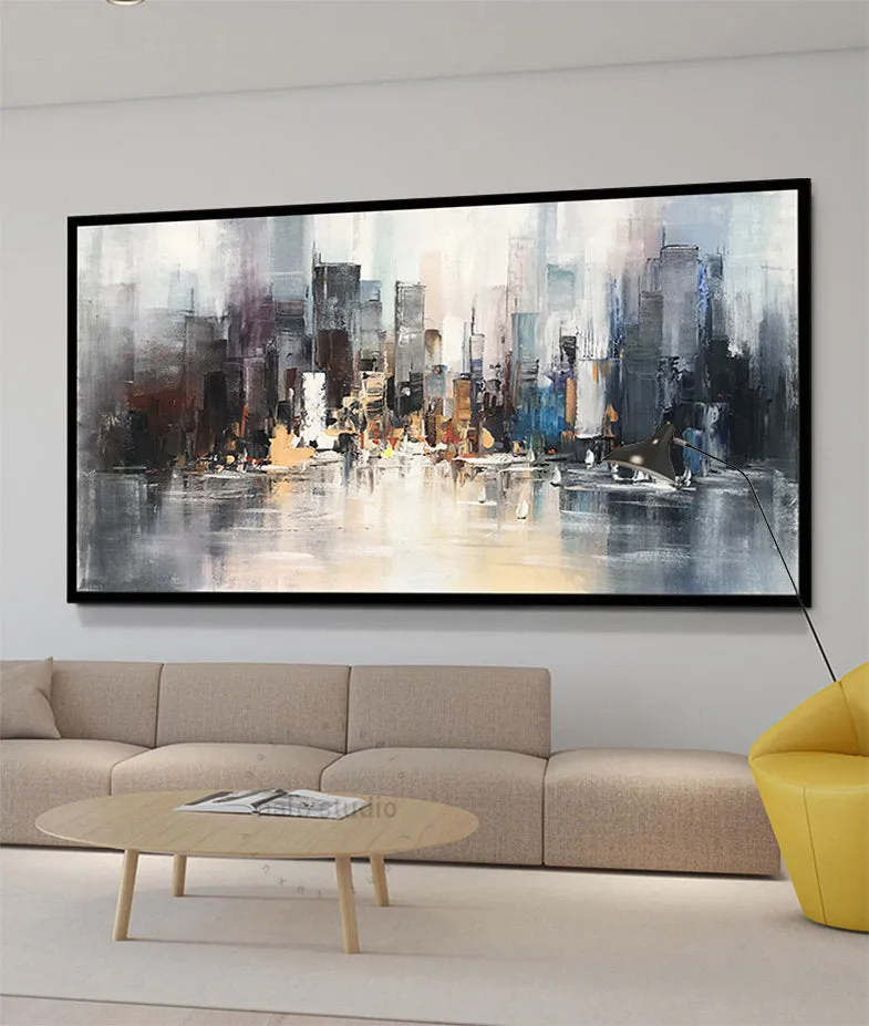 Large City Abstract Painting Art New York Painting Cityscape Cp016