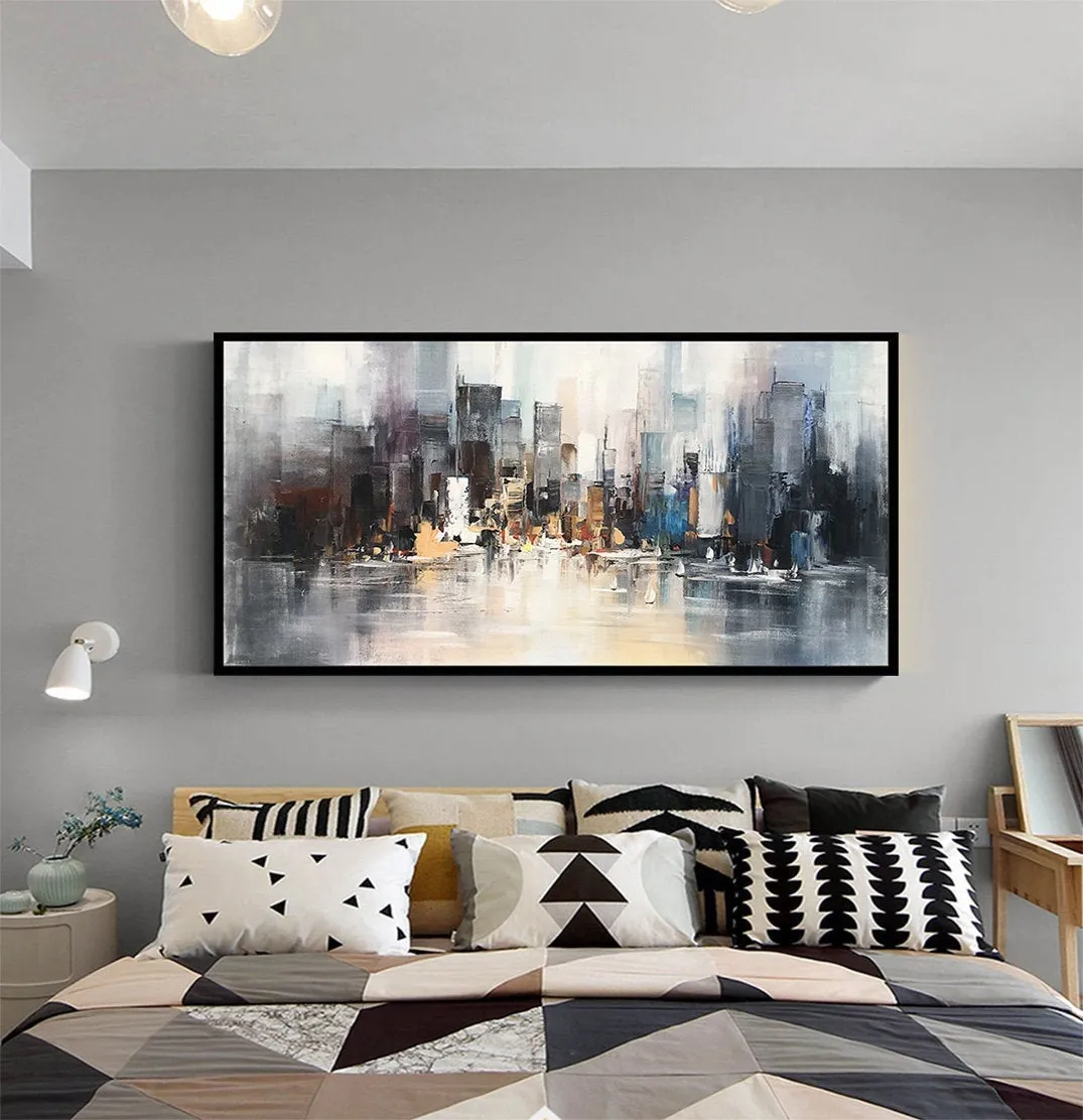 Large City Abstract Painting Art New York Painting Cityscape Cp016