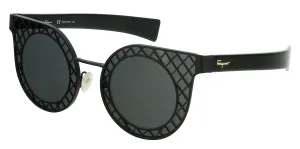 Salvatore Ferragamo SF171S 002 Matte Black Round Sunglasses