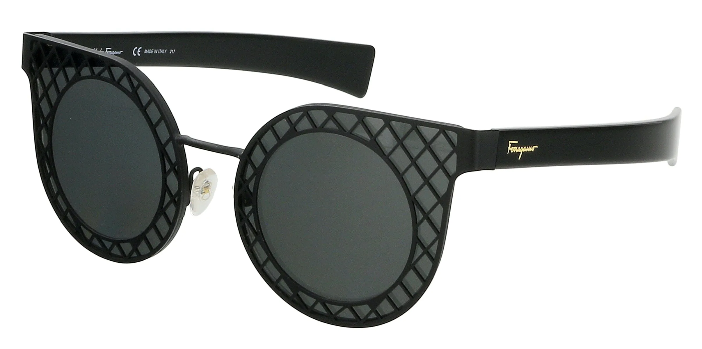 Salvatore Ferragamo SF171S 002 Matte Black Round Sunglasses