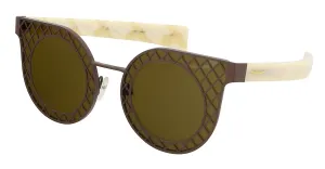 Salvatore Ferragamo SF171S 204 Matte Brown/Ivory Round Sunglasses