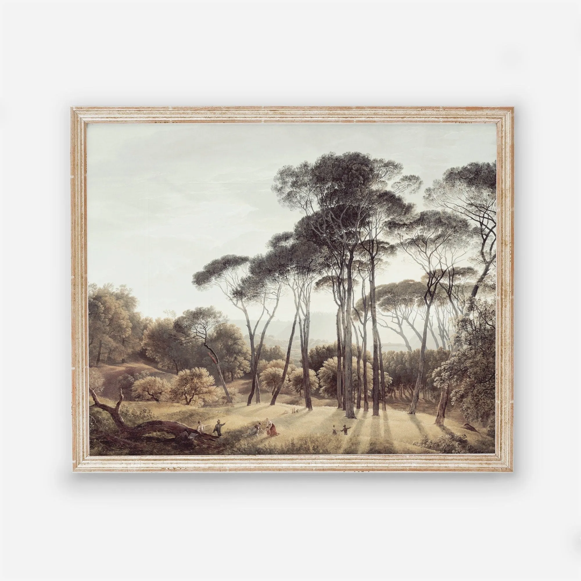 Tall Trees Vintage Italian Landscape Wall Art by Dutch Painter