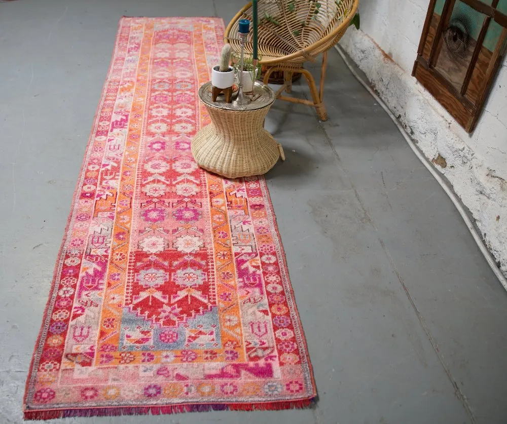 Vintage Kurdish Herki Runner 2.9ftx11.9ft